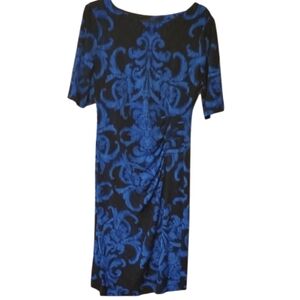 Connected Apparel Blue‎ and Black Midi Dress